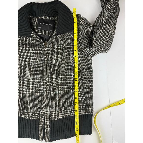 ZARA Plaid Houndstooth Tweed Bomber Jacket - Size XS - Picture 5 of 8